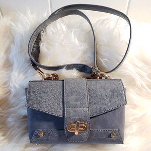 EUC STREET LEVEL Structured Mini Croc-Embossed Vegan Leather Crossbody  Bag